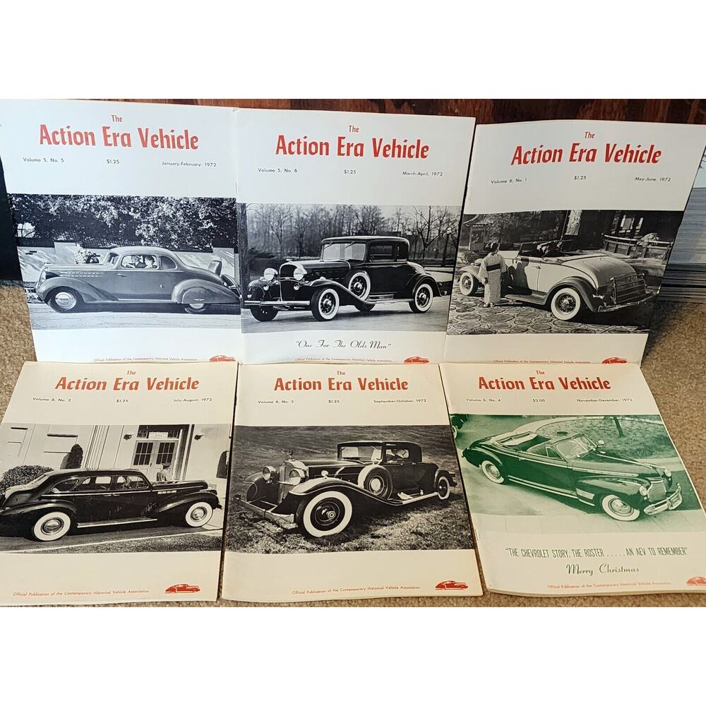 1972 The Action Era Vehicle Magazine Historical Vehicle Assoc Full Year 6 Issues